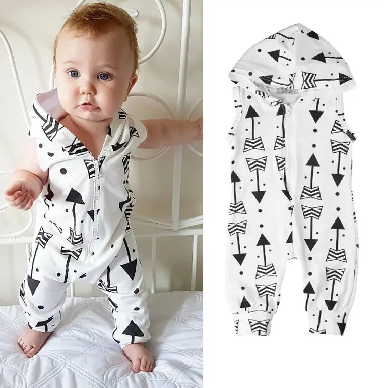 

0-2Y Baby Boys Hooded Girls Romper Newborn Vest Kids Jumpsuit Kid Bodysuit Girl Sleeve Zipper Clothes Boy Outfit Sets