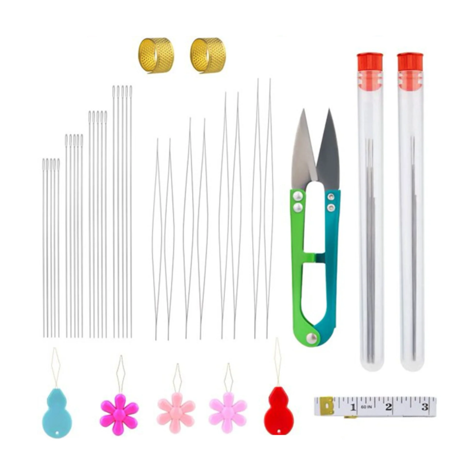 

1set Open Big Eye Beading Needles with Plastic Storage Bottle Opening Curved Bead Needle Pins for DIY Jewelry Necklace Supplies