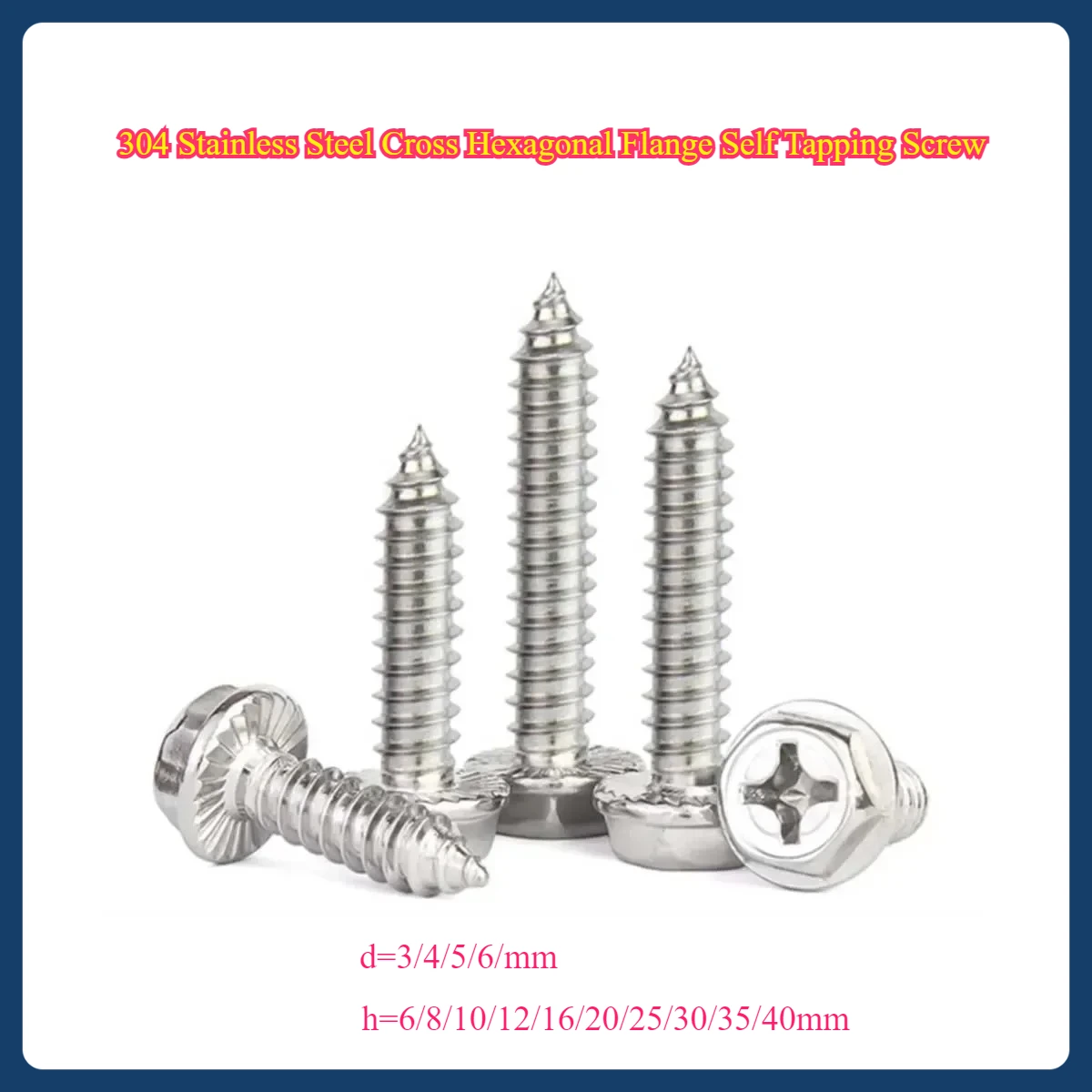 Саморез из нержавеющей стали 304, крестообразный шестигранный фланец, саморезы по дереву/гвоздя, саморезы по дереву M3M4M5M6