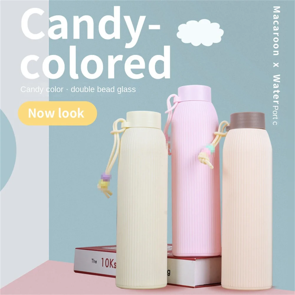 

Creative Cup Small Water Bottle Simple Cute Water Cup Kitchen Gadgets Double Bead Glass Coffee Cup Casual Cup Gift Cup