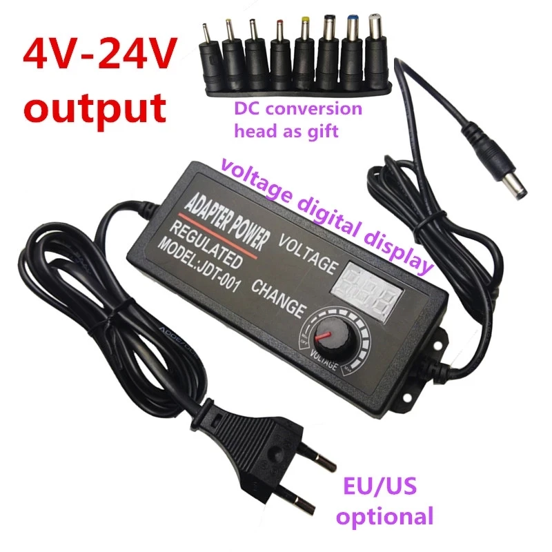 

AC/DC Adjustable Power Adapter Supply 4V 5V 6V 7V 8V 9V 10V 11V 12V 13V 14V 15V 16V 17V 18V 19V 21V 22V 23V 1.5A 2A 3A Display