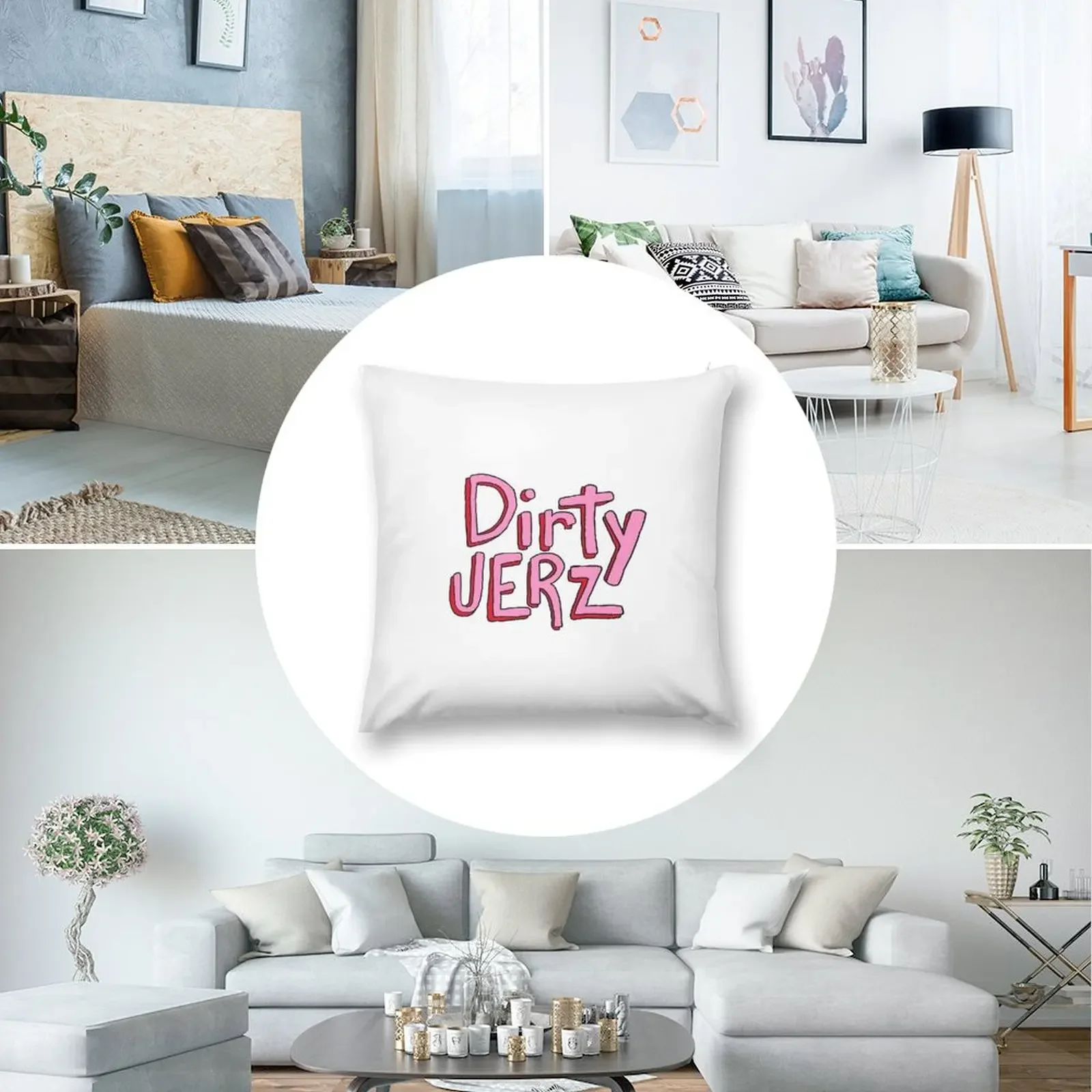 Розовая декоративная подушка Dirty Jerz