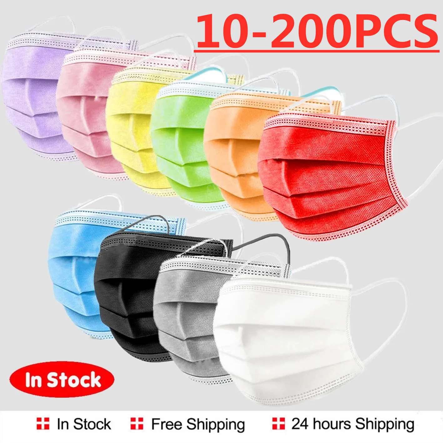 Маски Ротовая маска 3-слойная фильтр неблаговонного одноразового лица 10-200 шт. Дышащая защитная взрослая хирургическая черная Quiurgicas.