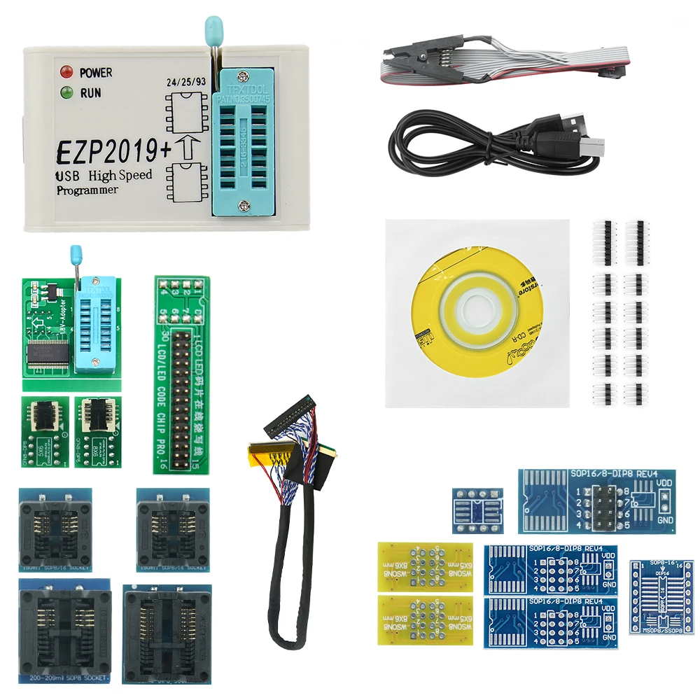 Высокоскоростной USB-программатор SPI EZP2023 2024 + 12 адаптеров поддержка 24 25 26 93 95 EEPROM