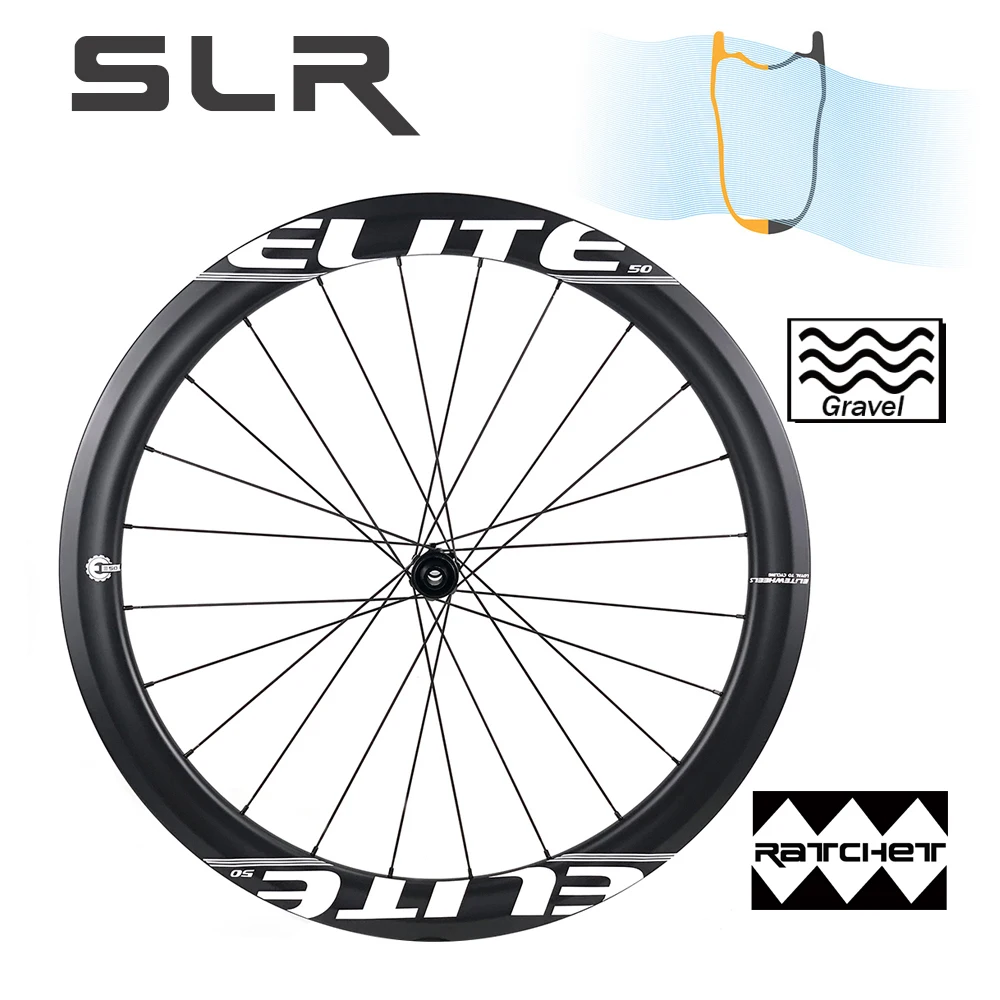 ELITEWHEELS 700C SLR GRAVEL Carbon Wheelset Disc Brake  40mm 50mm Depth Wheels Ratchet System Hub Center Lock SHIMAN0 XDR Hub