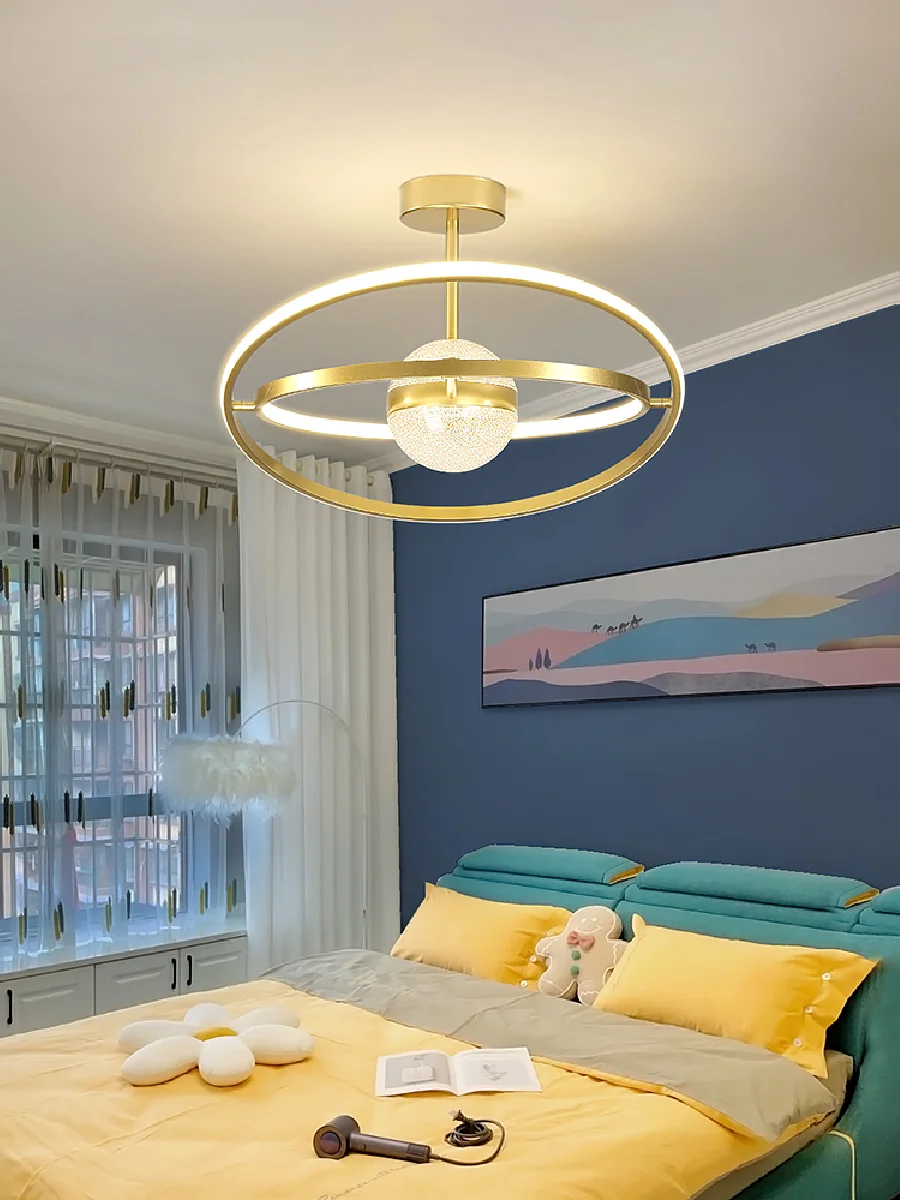 

Современная лампа для спальни, креативная светодиодная кольцевая Люстра для гостиной, трихроматический светильник, светильник для детской...