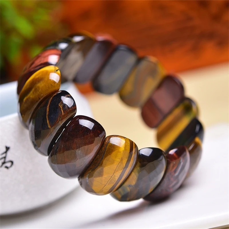 Натуральный синий тигровый глаз камень браслет женский Шарм простой круг