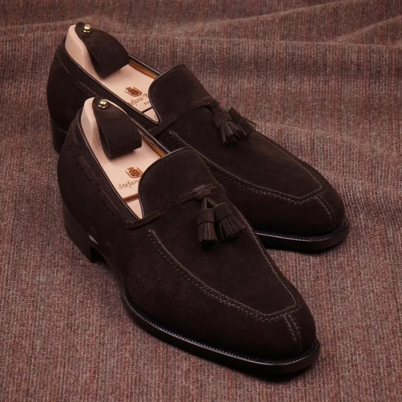 

New Men's Shoes High-grade Brown Faux Suede Tassel Slip-on Fashion Comfortable All-match Loafers Gentlemen's Formal Shoes AQ561