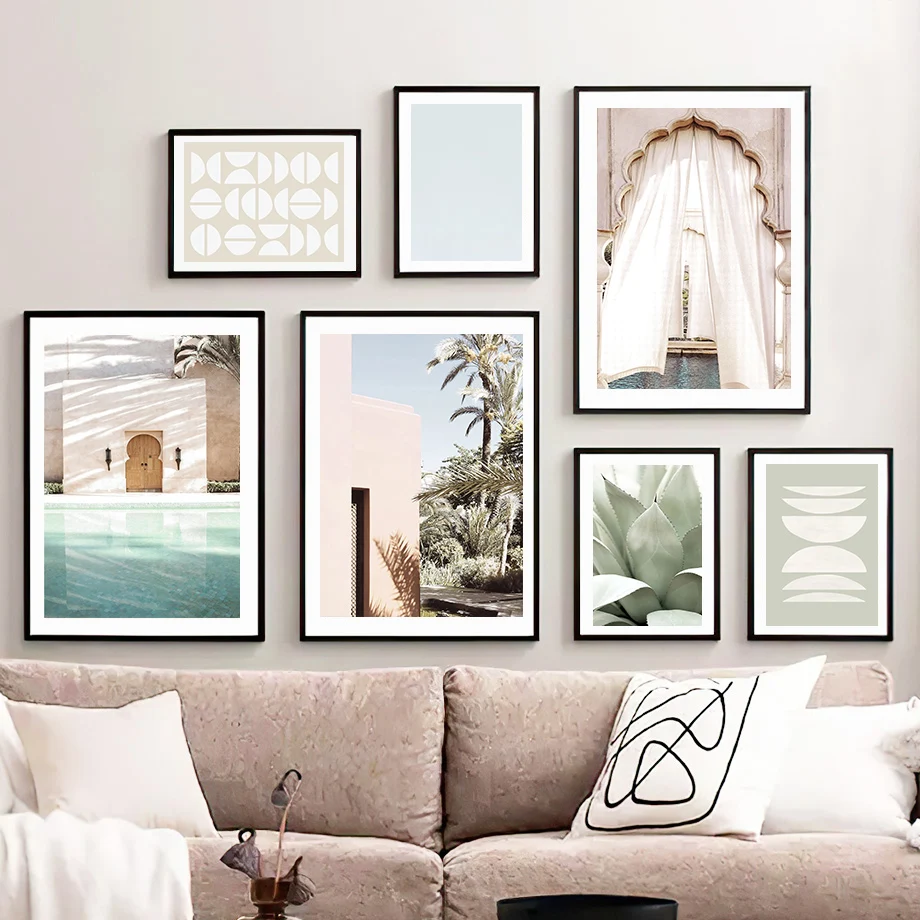 

Moroccan Door Palm Aloe Vera Geometry Landscape Wall Art Canvas Painting Posters And Prints Wall Pictures For Living Room Decor