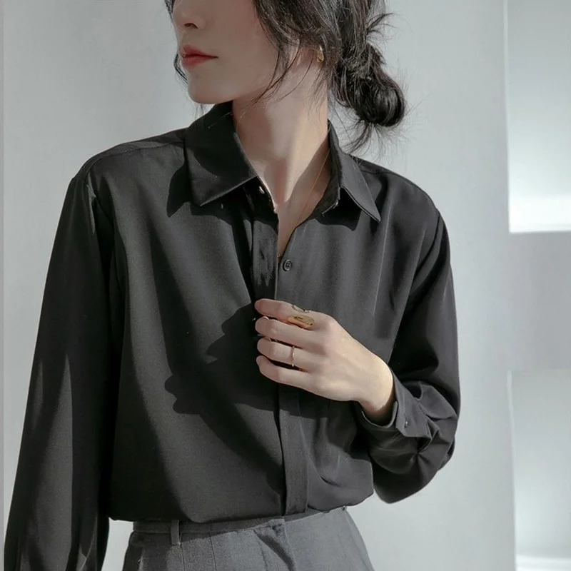 

Large Black Women's Shirts Thin Shirts Jackets Sun Protection Tops White Workwear Plus Size