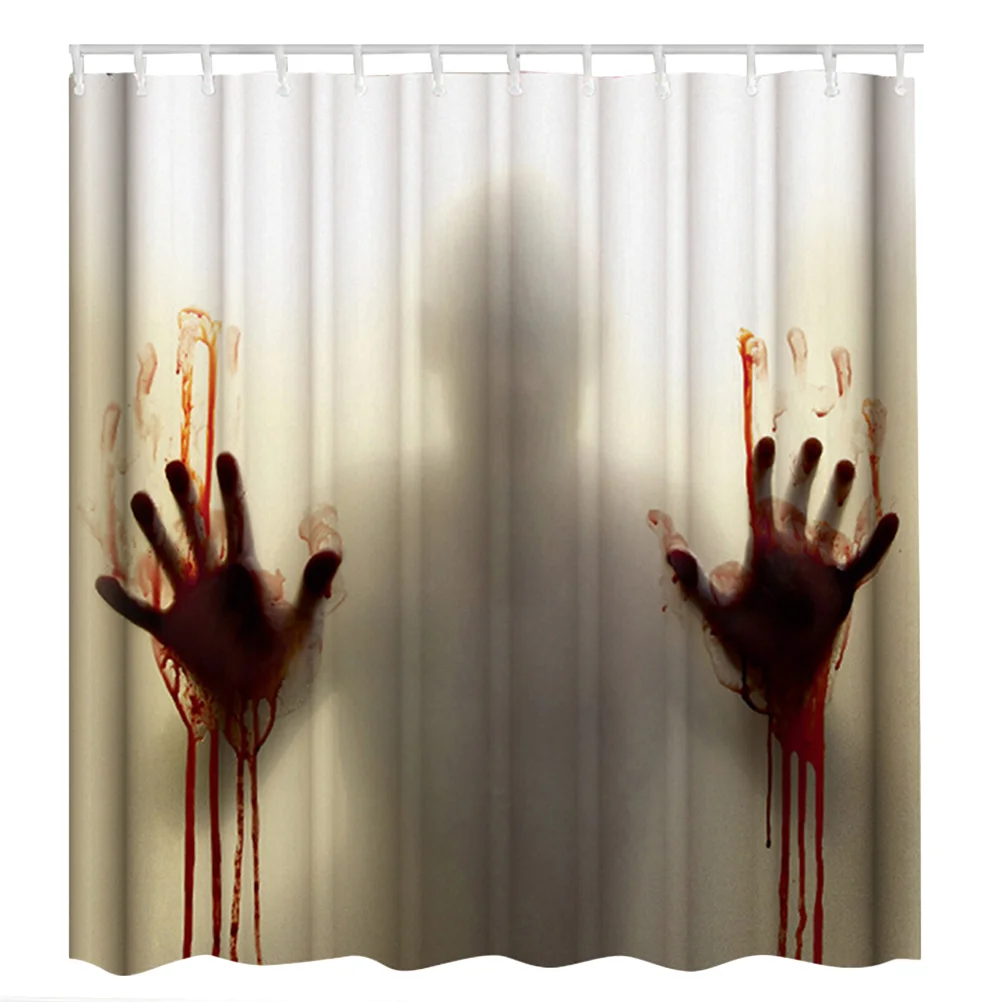 

Halloween Blood Hand Print Shower Curtain 180 Width X180 Height Cm Handprint Bath Decor