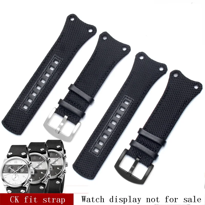 

Nylon surface +leather bottom strap black men's wristband Suitable for K4B384B3 K4B371B6 K4B371B3 canvas watch chain 30mm