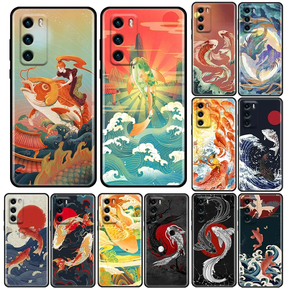 

Funda Case For HUAWEI P50 P40 P30 P20 P10 P9 P8 Plus MATE 30 20 20X 10 9 8 Pro Lite Case Capa Shell Auspicious good luck koi