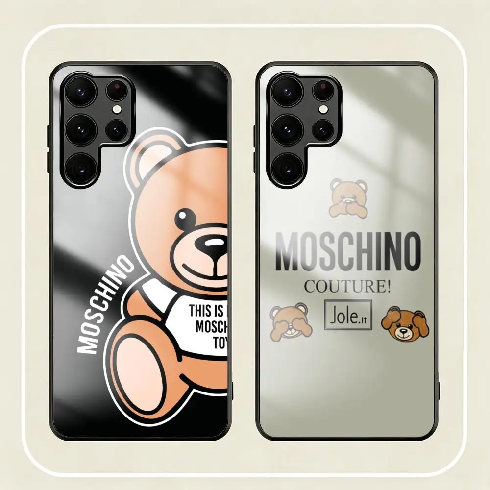 Фото Стильный и роскошный чехол M-Moschinoes для Samsung S26 S25 S24 S23 S22 S21 S20 Plus Ultra Note20, стеклянный магнитный чехол №2