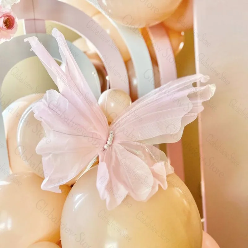 2 шт. огромные Жемчужные бабочки из органзы Марля фиолетовая розовая бабочка