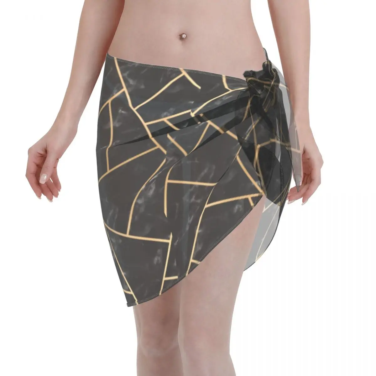 

Sexy Swimwear Pareo Black Marble Gold Geo Beach Cover Up Wrap Kaftan Sarong Skirt Geometric Beachwear Swimsuits Bikini Cover-Ups