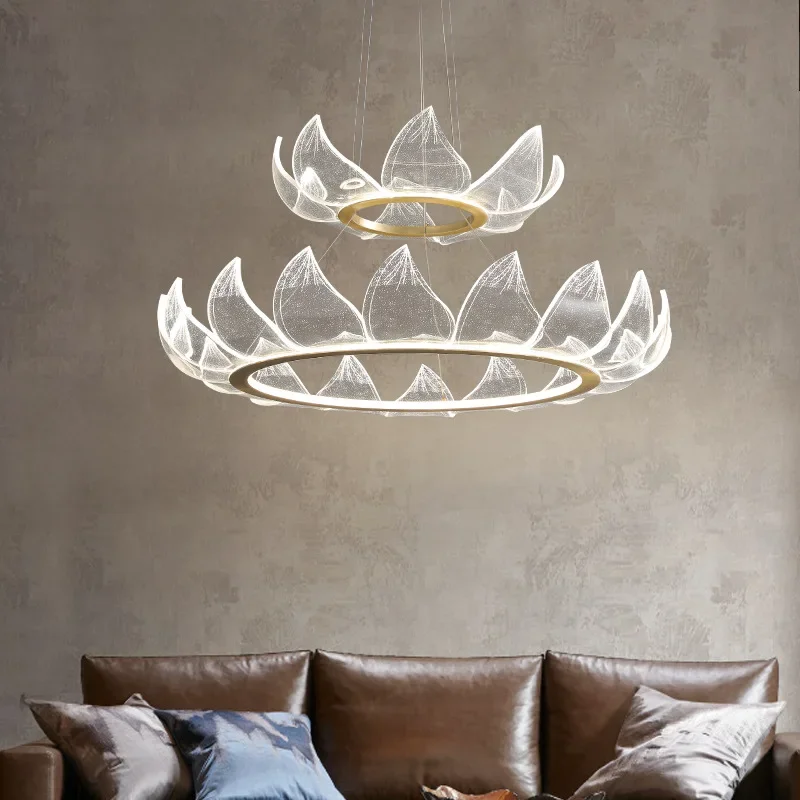 Современные акриловые светодиодные люстры с лотосом потолочные светильники