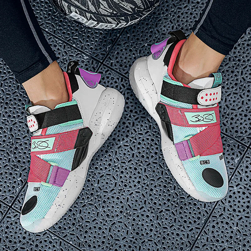 New Designer Men Shoes Mixed Colors Fashion Man Basketball Sneakers Mesh Breathable Professional Sport Shoes Male basket homme