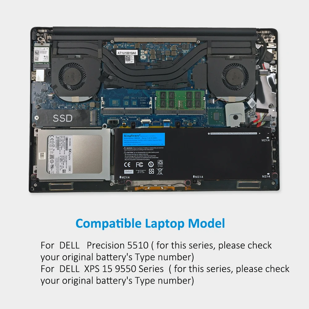Фото Аккумулятор KingSener 4gvgh для ноутбуков DELL Precision 5510 XPS 15 9550 series 1P6KD T453X 11,4 V 84WH №5