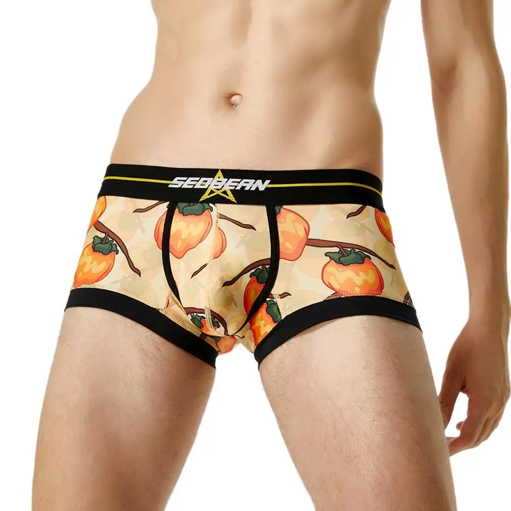 

Мужское нижнее белье SEOBEAN, удобные и дышащие боксеры, модные боксеры с цветным принтом, модные шорты, домашние свободные мужские боксеры