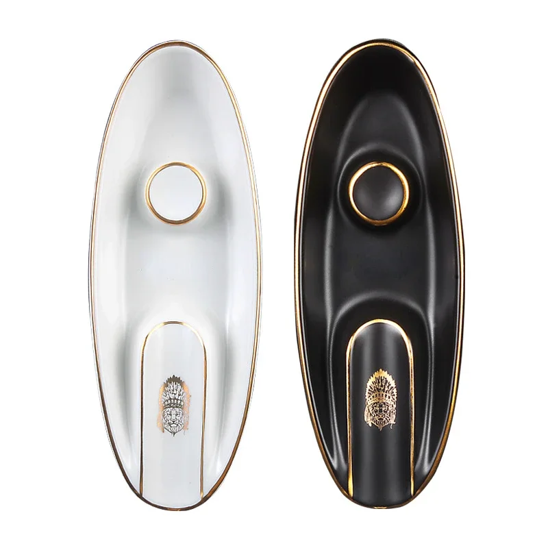 

Пепельница керамическая ручная роспись Золотая креативная маленькая лодка в форме одиночной сигары пепельница