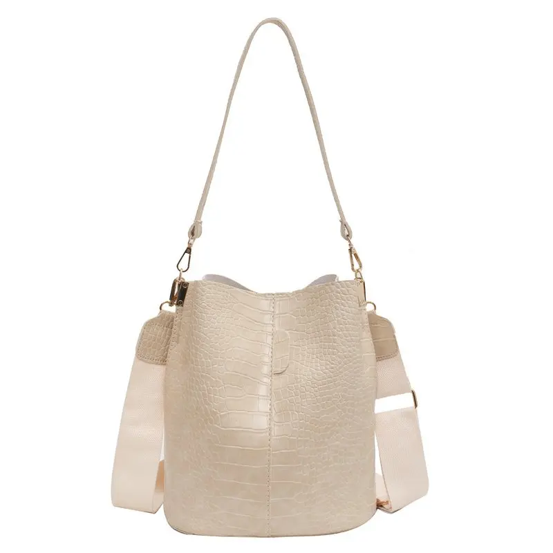 

Vintage Bucket Crossbody Bags Wallets for Women Crocodile Pattern PU Leather Large Capacity Shoulder Bag Luxury Brand Handbags