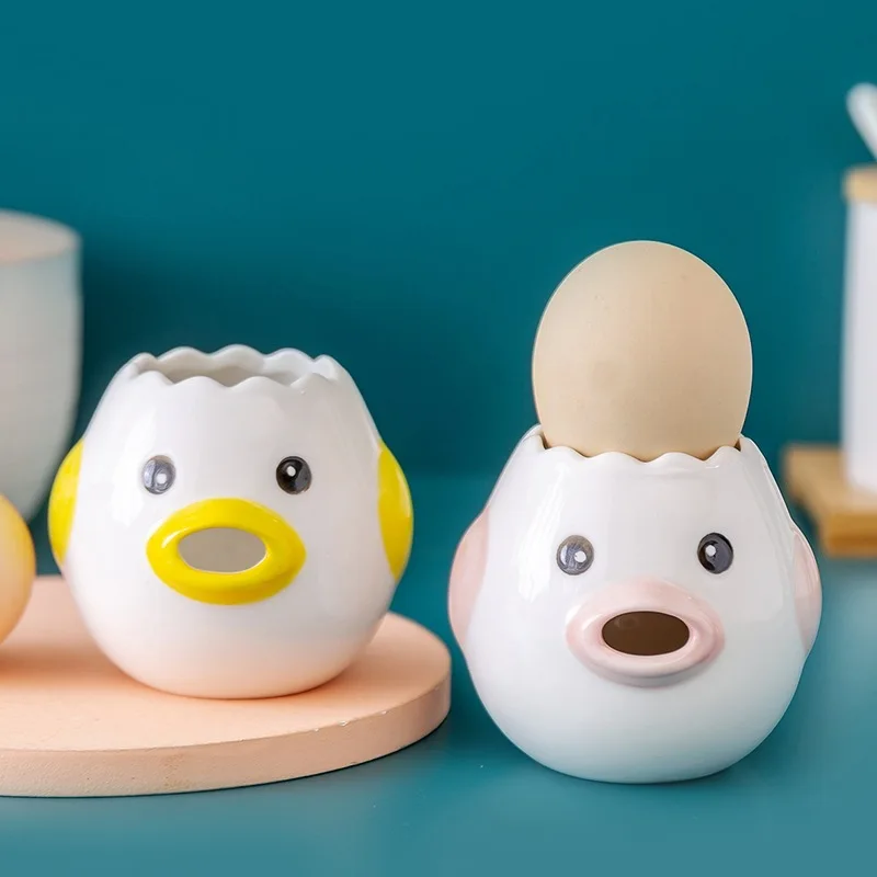

Cute chicken ceramic egg white separator creative egg separator kitchen tool egg rack charming cartoon baking