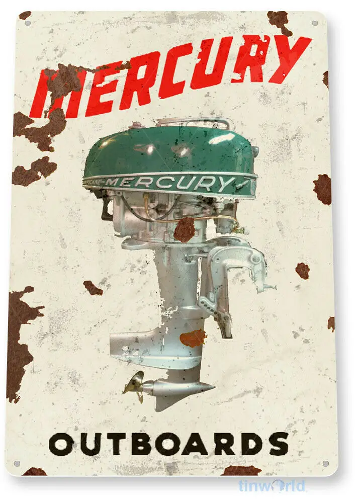 

Mercury подвесной мотор Ретро Лодка двигатель металлический жестяной знак классический ретро декоративная настенная живопись