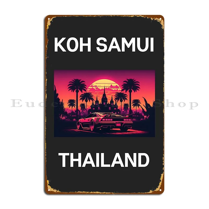 Koh Samui Тайланд Synthwave металлическая фотообои гараж кинотеатр жестяной знак плакат