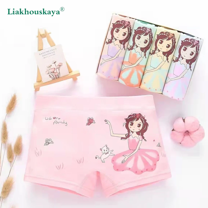 

4 шт./лот детское нижнее белье, хлопковые трусы для девочек, трусы-боксеры с милым рисунком принцессы, детские мягкие трусы для девочек, одежд...