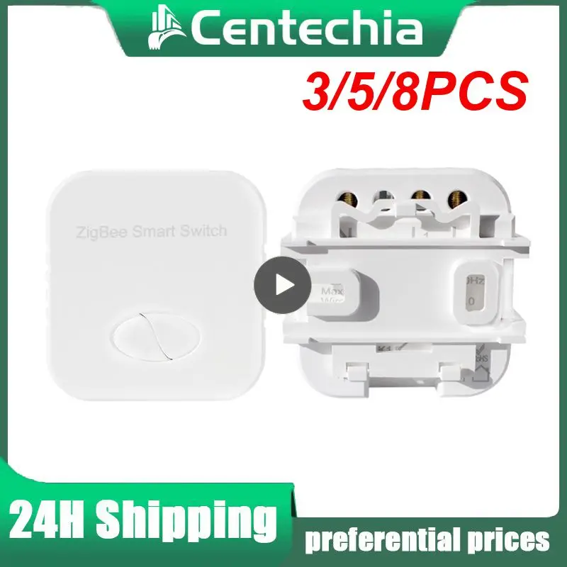 

3/5/8PCS Hands-free Tuya Zigbee 3.0 Smart Switch 110v- 240v/ac Remote Control Relay Module 1 Gang Work With Alexa Google Home