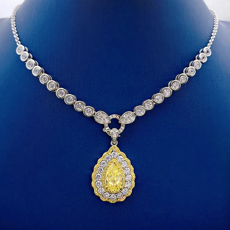 Цепочка с подвеской в виде муассанита серебро пробы | Украшения и аксессуары