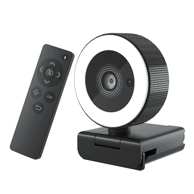 

1Set HD USB Webcam Remote Control Fill Light Portable 400MT Webcam Black 2K Auto Focus Computer Webcam