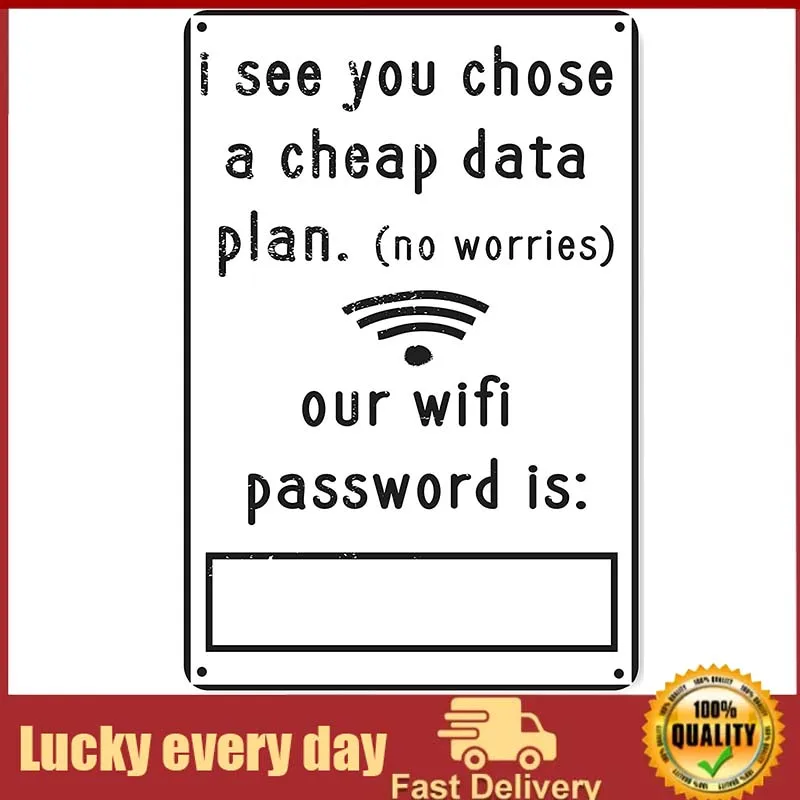 Дешевый План данных Wi-Fi пароль Забавный жестяной знак точка доступа к Интернету