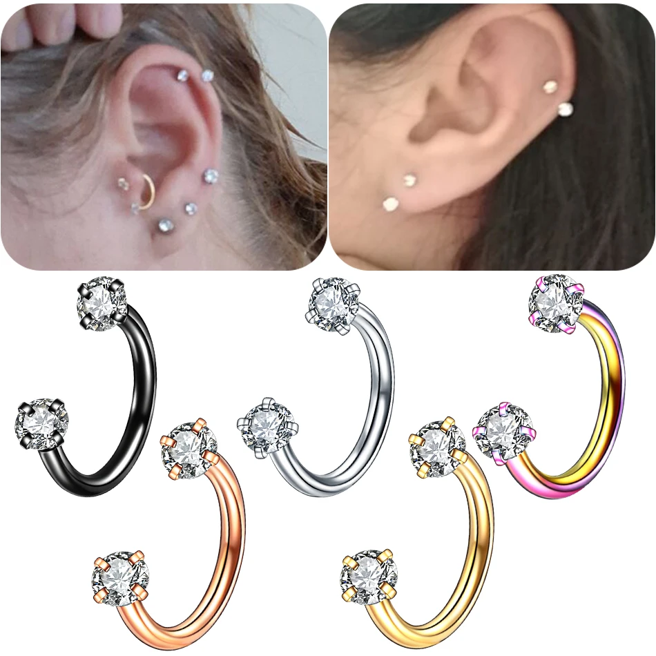 1PC 16G Steel Horseshoe Rings Piercing Internally Thread Ear Cartilage Tragus Eyebrow Lip Nose Hoop Septum Earring Daith Jewelry