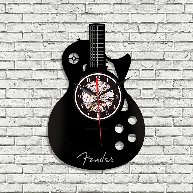 Настенные часы с виниловой пластиной для гитары рок музыки энтузиастов