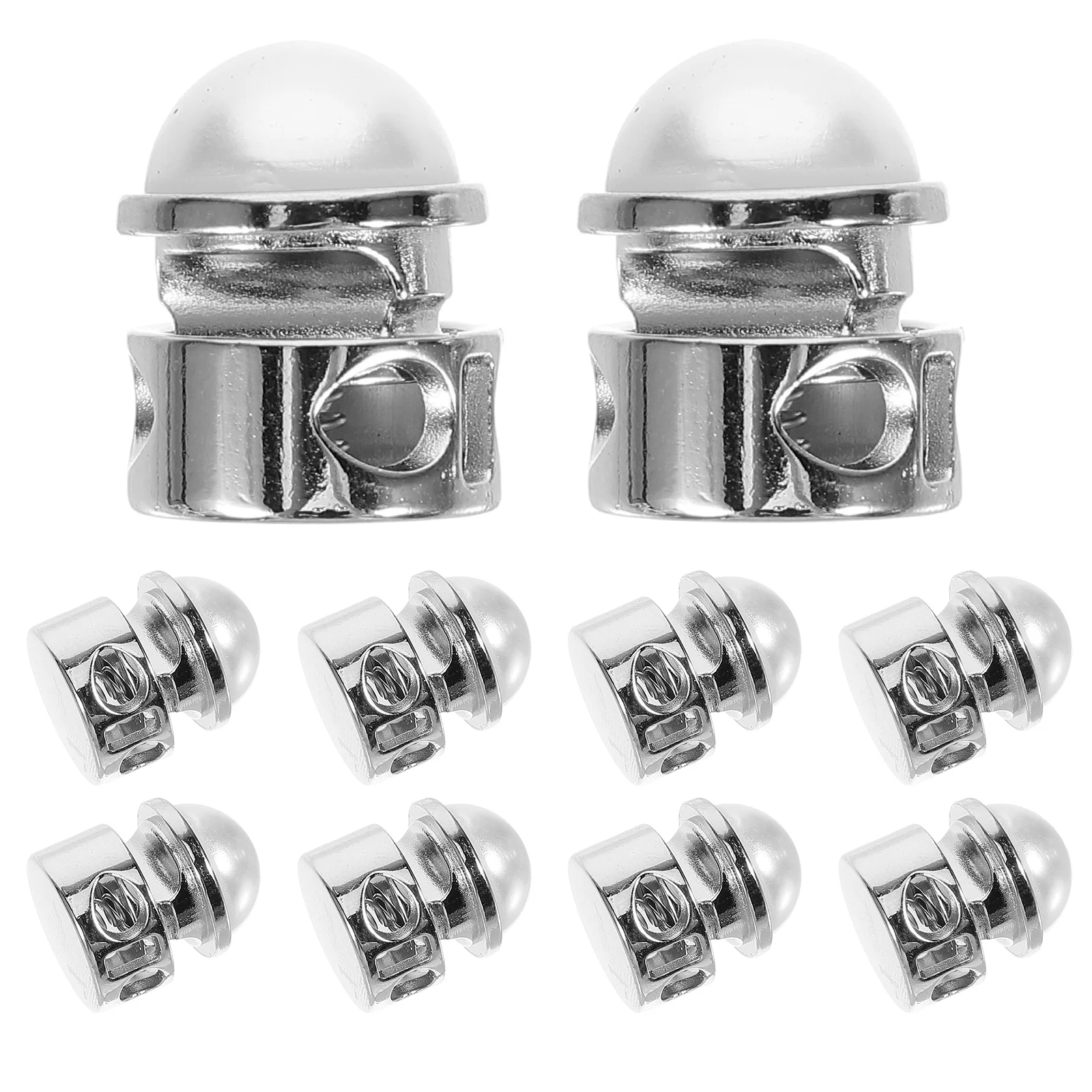 

10 Pcs Cord Buckles Locks Metal Nose Button Holes Spring Adjustable Drawstring