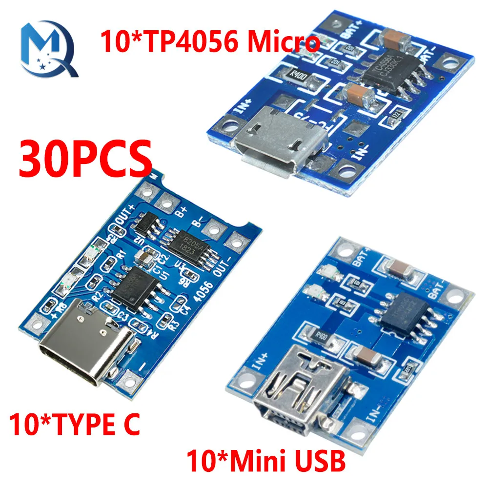 

Зарядная плата TP4056 18650, 5 В, 1 А, Micro USB 18650, type-c, литиевая батарея, модуль зарядного устройства + Двойная функция защиты