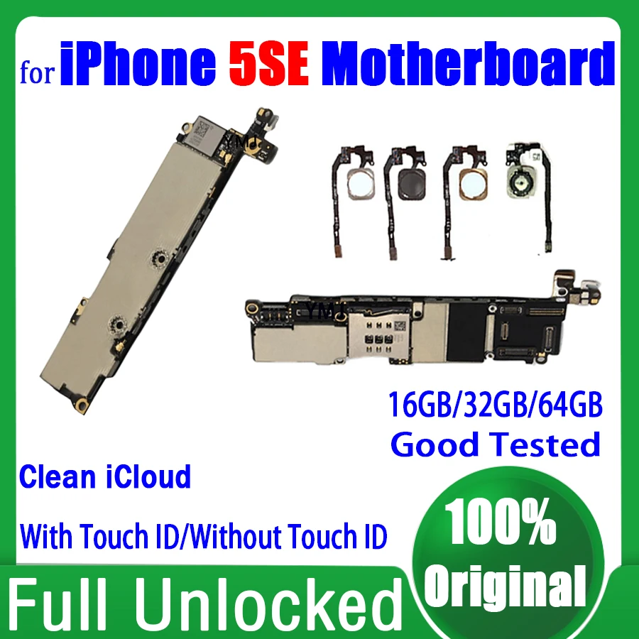 

16GB 32GB 64GB Original Unlocked For IPhone SE Motherboard Clean iCloud for iphone 5SE Mainboard Free iCloud Plate Good Tested