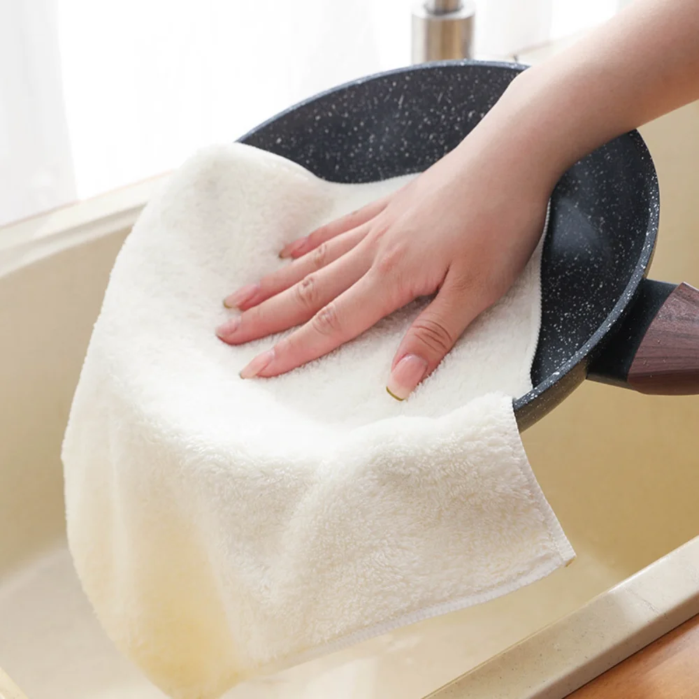 

2Pcs Coral Fleece Dishcloths Rags Super Absorbent Scouring Pads Wet and Dry Cleaning Towels Kitchen Cleaning Supplies