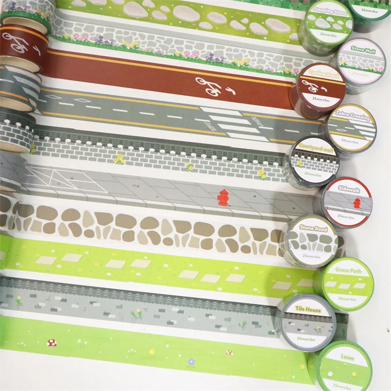 

Декоративная лента Ins для дорожек, улицы, травы, камня, Детская самодельная лента, дизайн сцены, коллаж, справочник, канцелярские принадлежности, 5 м, креативная Васи-лента