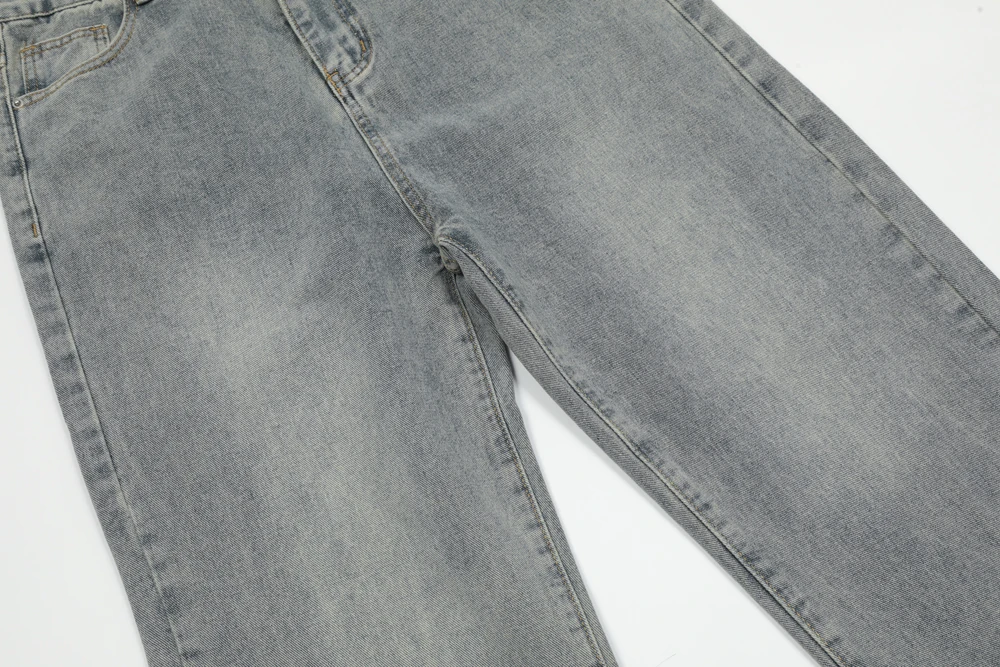 American Hip Hop Star Embroidery Washed Old Men Jeans Pants Y2K Straight Oversized Denim Trousers Loose Streetwear Pantalones