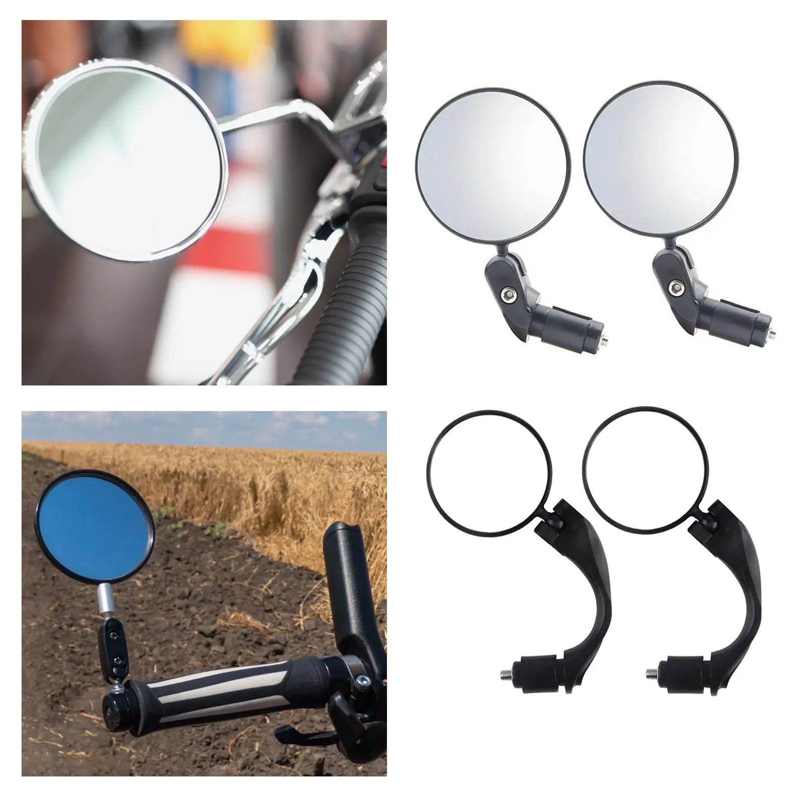 2 Pieces 18-22mm Handlebar Bike Rearview Mirror Wide-Angle Adjustable Angle Electrical Bikes Reflector Bicycle Rear View |