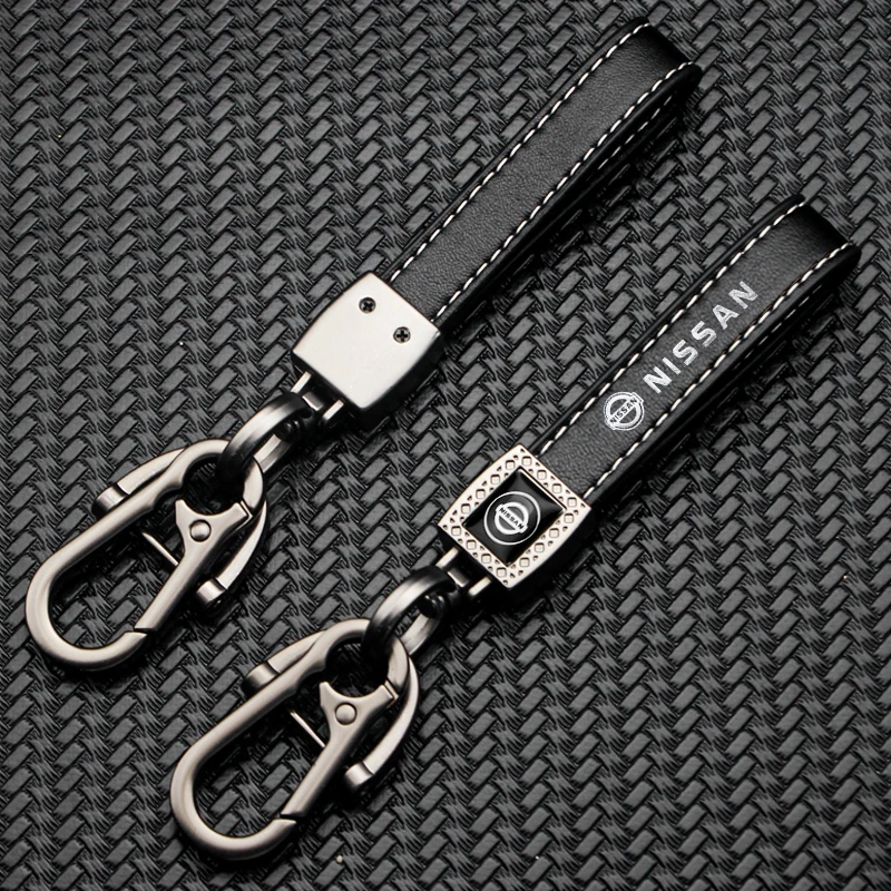 

High-End Luxury Genuine Leather Car Keychain Horseshoe Buckle Key Rings Women Men Gifts For Nissan Qashqai J11 SYLPHY T32 Navara