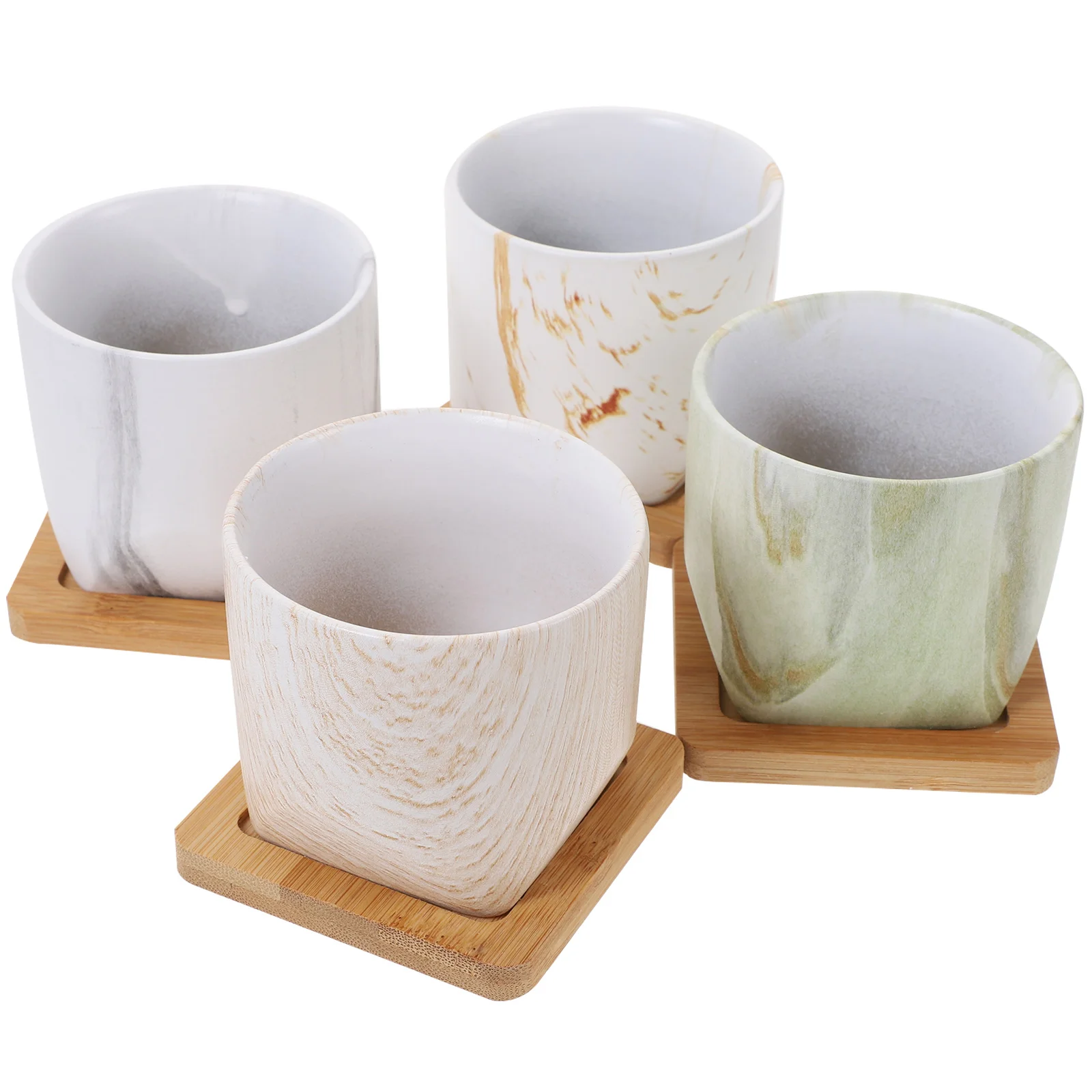 

Pots Ceramic Flower Planter Pot Planters Bonsai Succulent Saucers Bamboo Container Outdoor Garden Mini Saucer Succulents