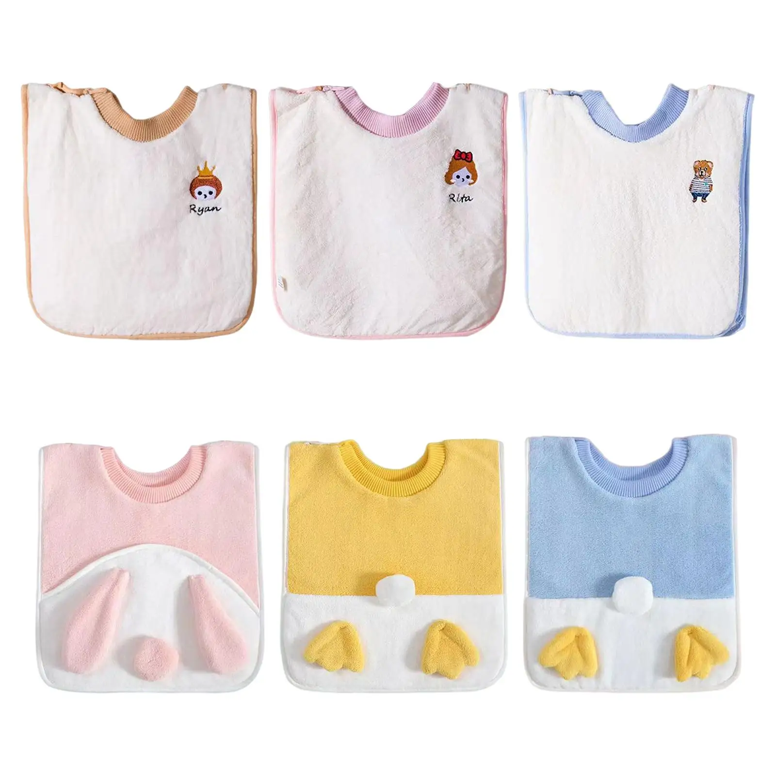 

Kid Bib Easy Put on and Take Off Keep Kids Clothes Dry for Girls or Boys Coral Fleece Absorb Water Saliva Towels Cute Baby Apron