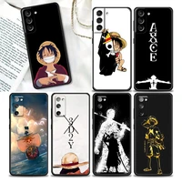 one piece anime luffy ace manga phone case for samsung galaxy s20 s21 fe s10 s9 s8 s22 plus ultra lite case black tpu soft cover