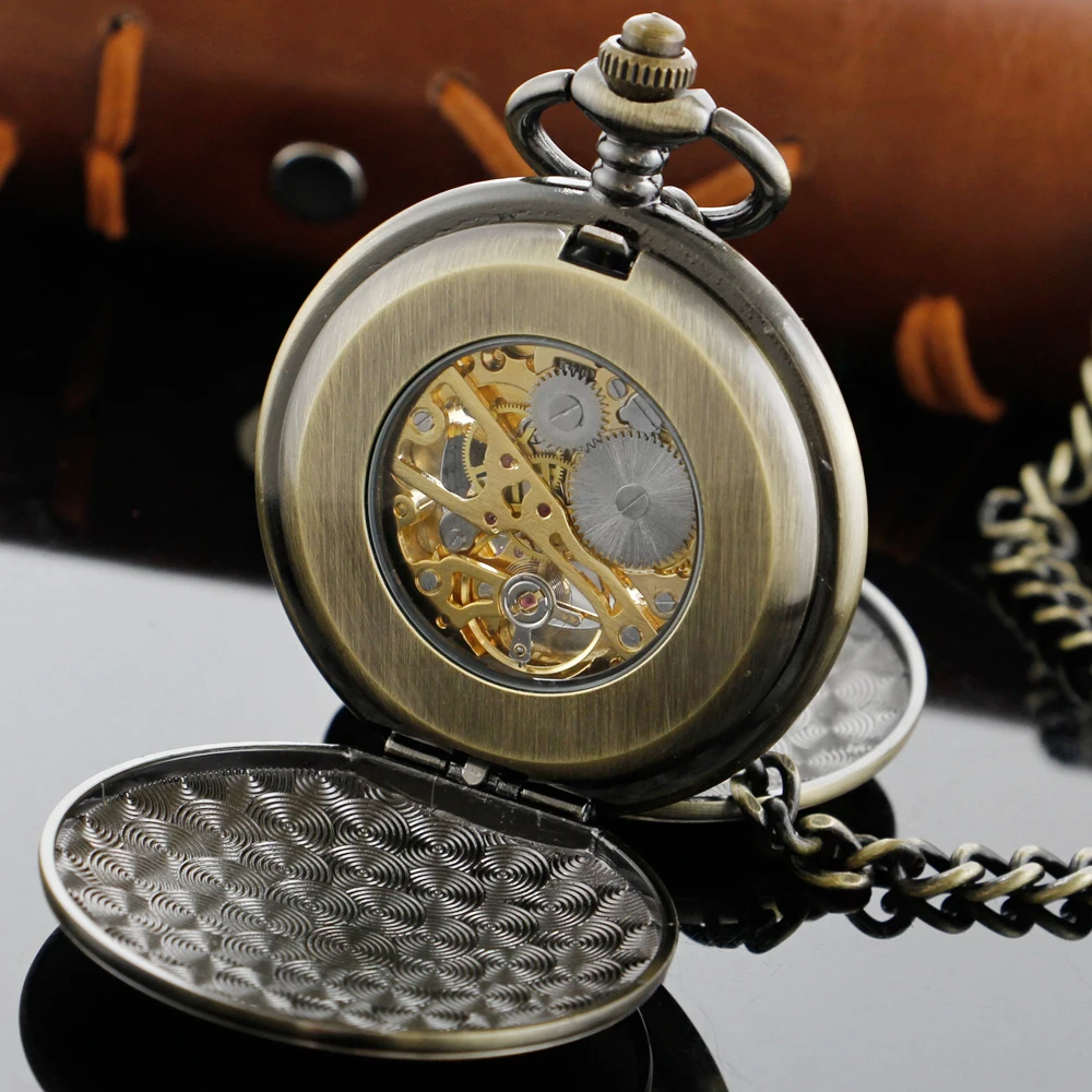 Antique Rome Display Double Opening Steampunk Mechanical Pocket Watch Vintage Gentleman Analog Signal Clock Women Jewelry Gift