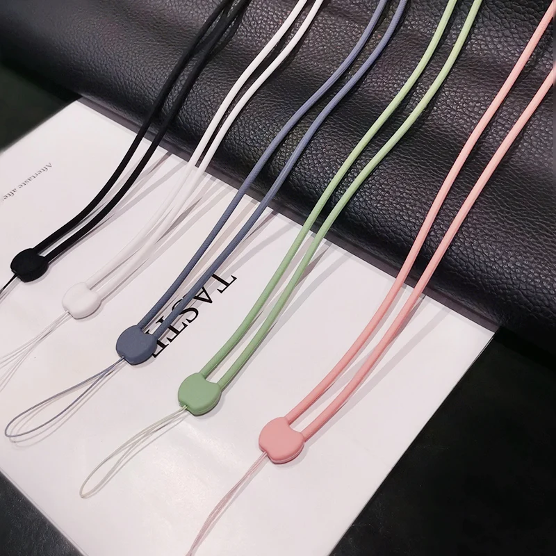 

Silicone Long Phone Lanyard for Iphone Huawei Samsung Redmi Xiaomi Necklace Strap Candy Color for Working Card Badge Keychain