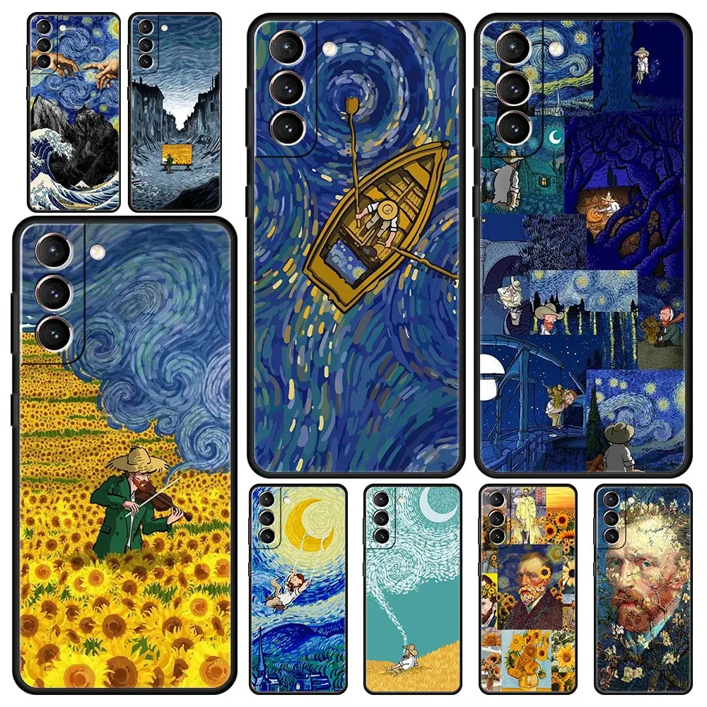 

Art Aesthetic Van Gogh Starry Phone Case For Samsung Galaxy S23 Ultra S22 S21 S20 FE 5G S10 S10E S9 S8 Plus Note 20 Black Cover